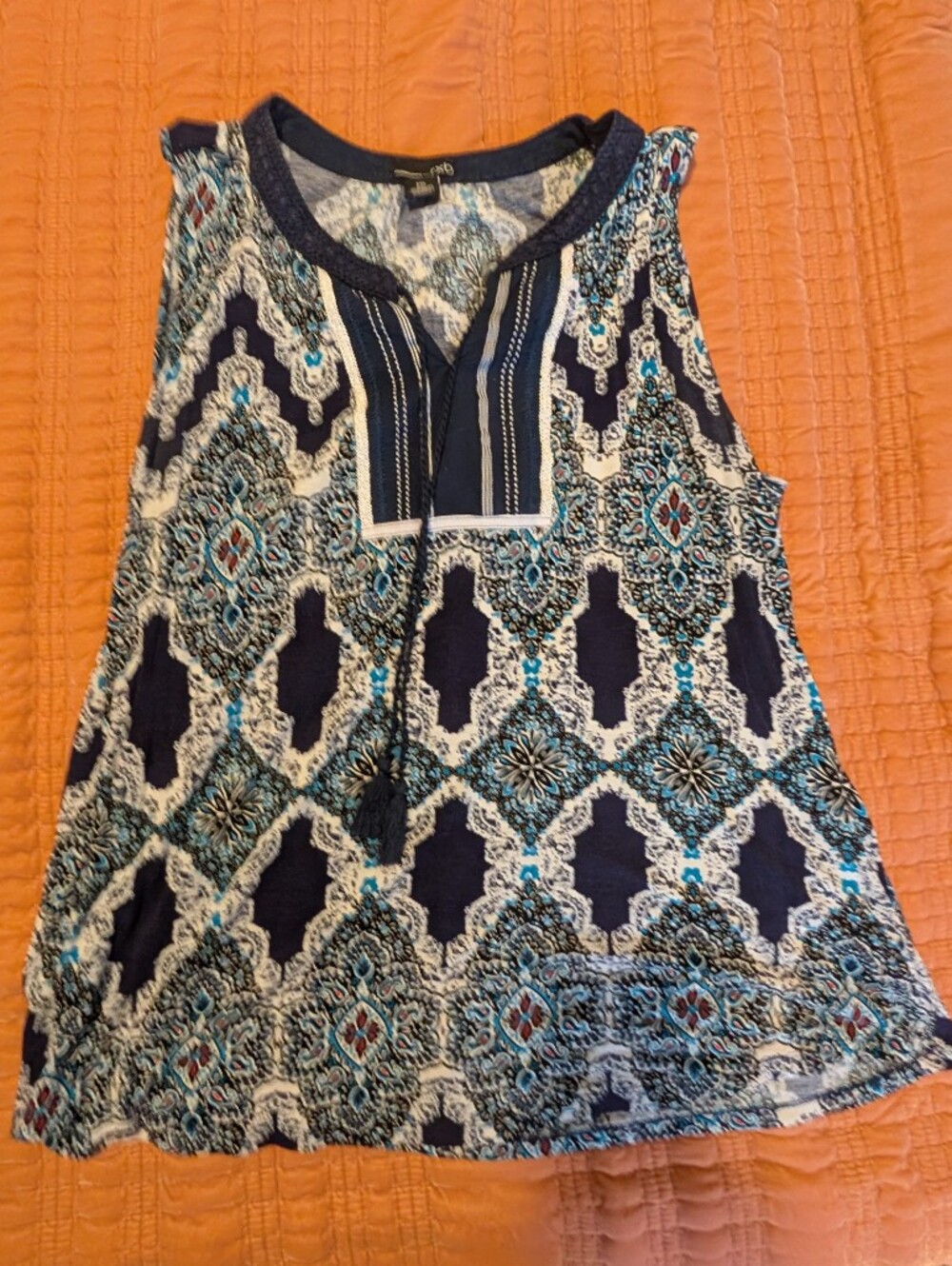 RXB Navy and Teal Printed Sleeveless Camisole